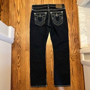 True Religion Jeans 36Blue Ricky Relaxed Straight Super Thick Stitch Flap Pocket